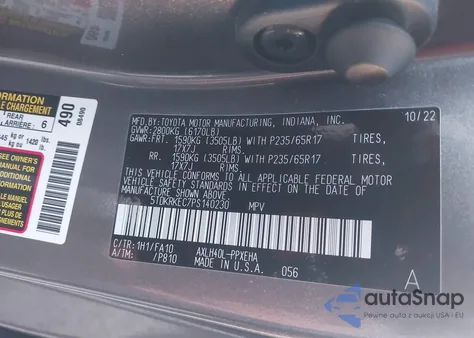 2023 Toyota Sienna Le из США, поврежденный, VIN 5TDKRKEC7PS140230